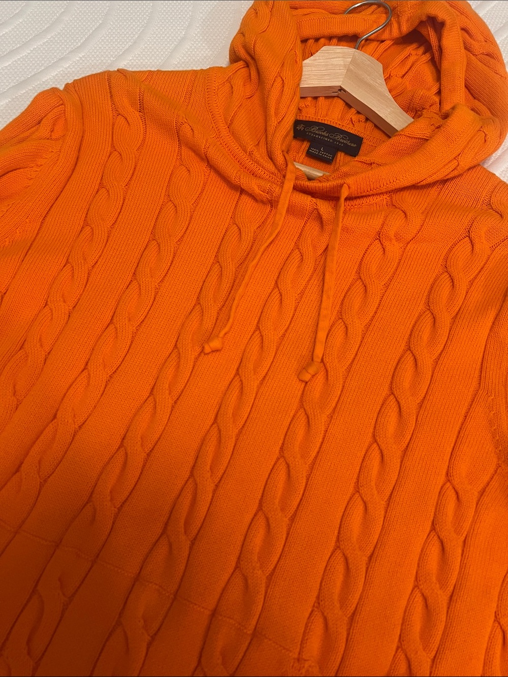 Brooks Brothers Orange Cotton Cable Crewneck Sweater - Picture 5 of 5